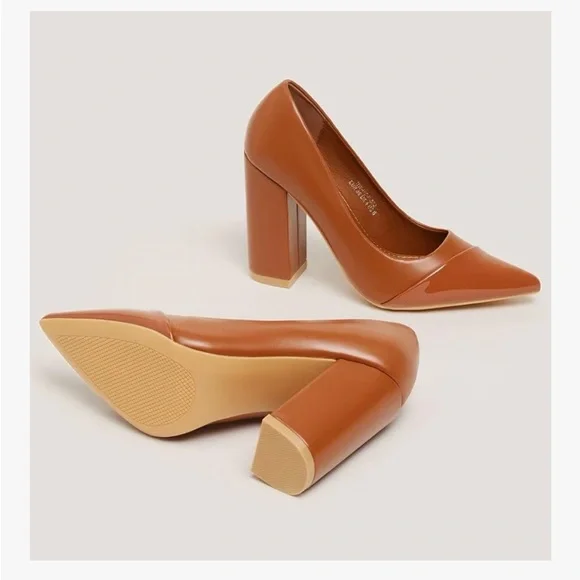 Hingswink Brown Chunky Heel Pumps Pointed Toe 4” Office Heels Size 7 (38) - Picture 8 of 8